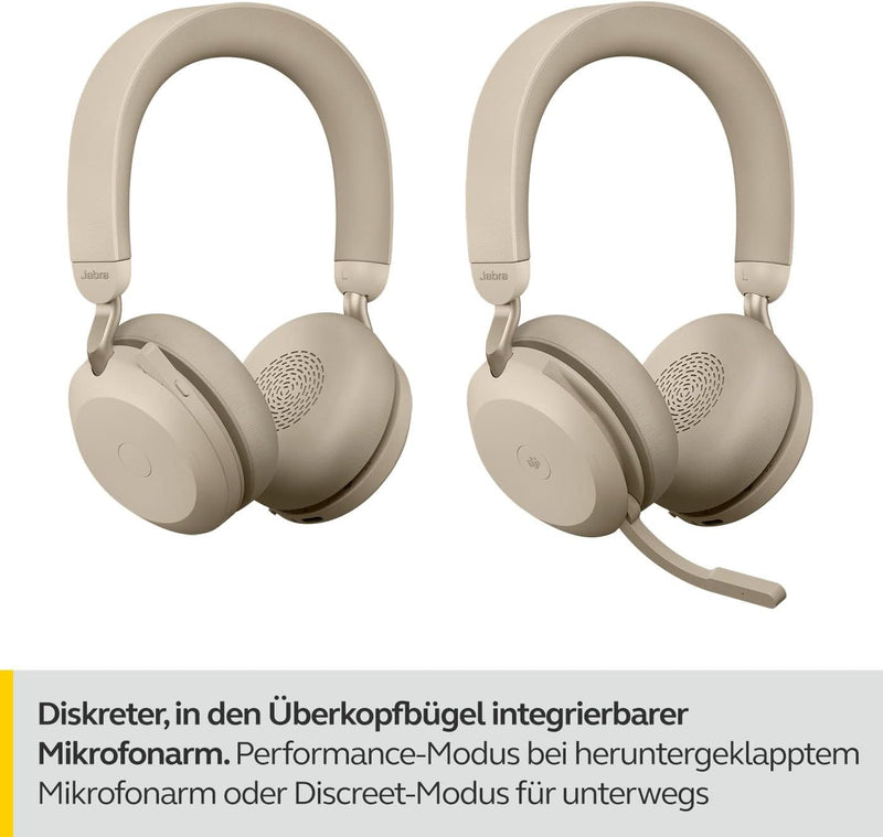 Jabra Evolve2 75 Wireless PC Headset with 8-Microphone Technology - Dual Foam Stereo Headphones with