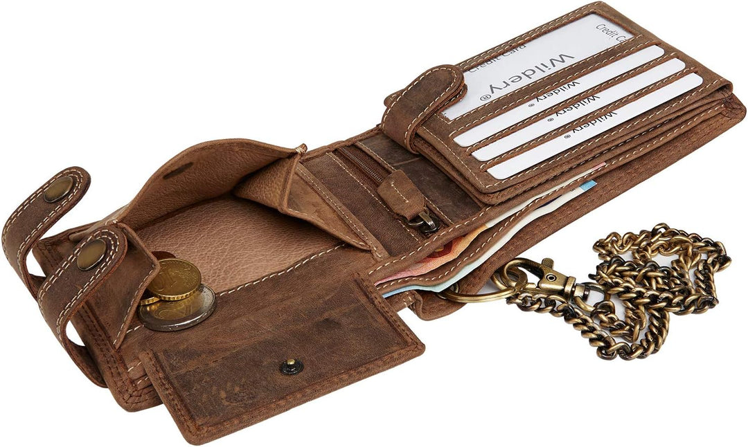 Wildery® Geldbeutel mit Kette I Biker Geldbörse mit Kette Herren I Geldtasche mit RFID Schutz I Port