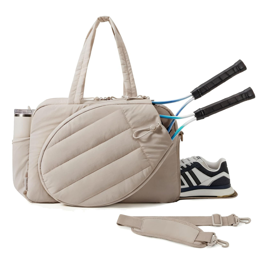 Badminton Tasche, Sporttasche Damen Grosse Kapazität Und Mehrere Fächer, Leichte Und Stylische Puffe