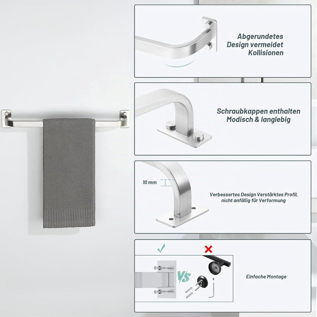 Mooche 40cm SUS304 Edelstahl Handtuchhalter, Wandmontage Handtuchständer, Handtuchstange Bad Handtuc