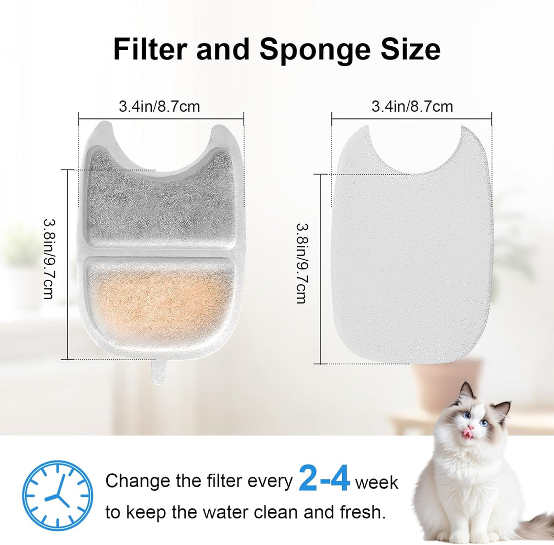 Katzenbrunnen Filter,24 Stück Ersatzfilter, 12 Stück Filter + 12 Stück Schaumstofffilter mit Harz un