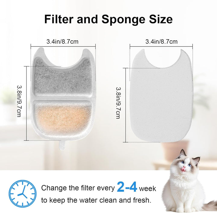 Katzenbrunnen Filter,24 Stück Ersatzfilter, 12 Stück Filter + 12 Stück Schaumstofffilter mit Harz un