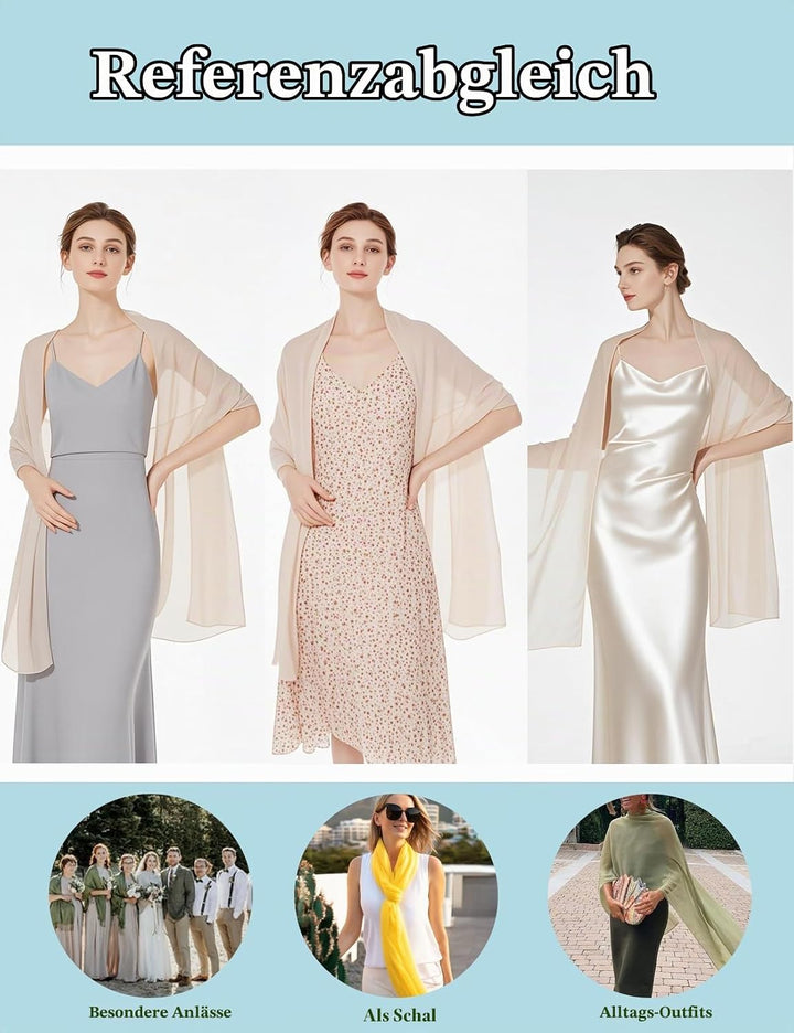 BEAUTELICATE Chiffon Schal Stola Damen Festlich Elegante Tücher Schultertuch Stola für Abendkleider