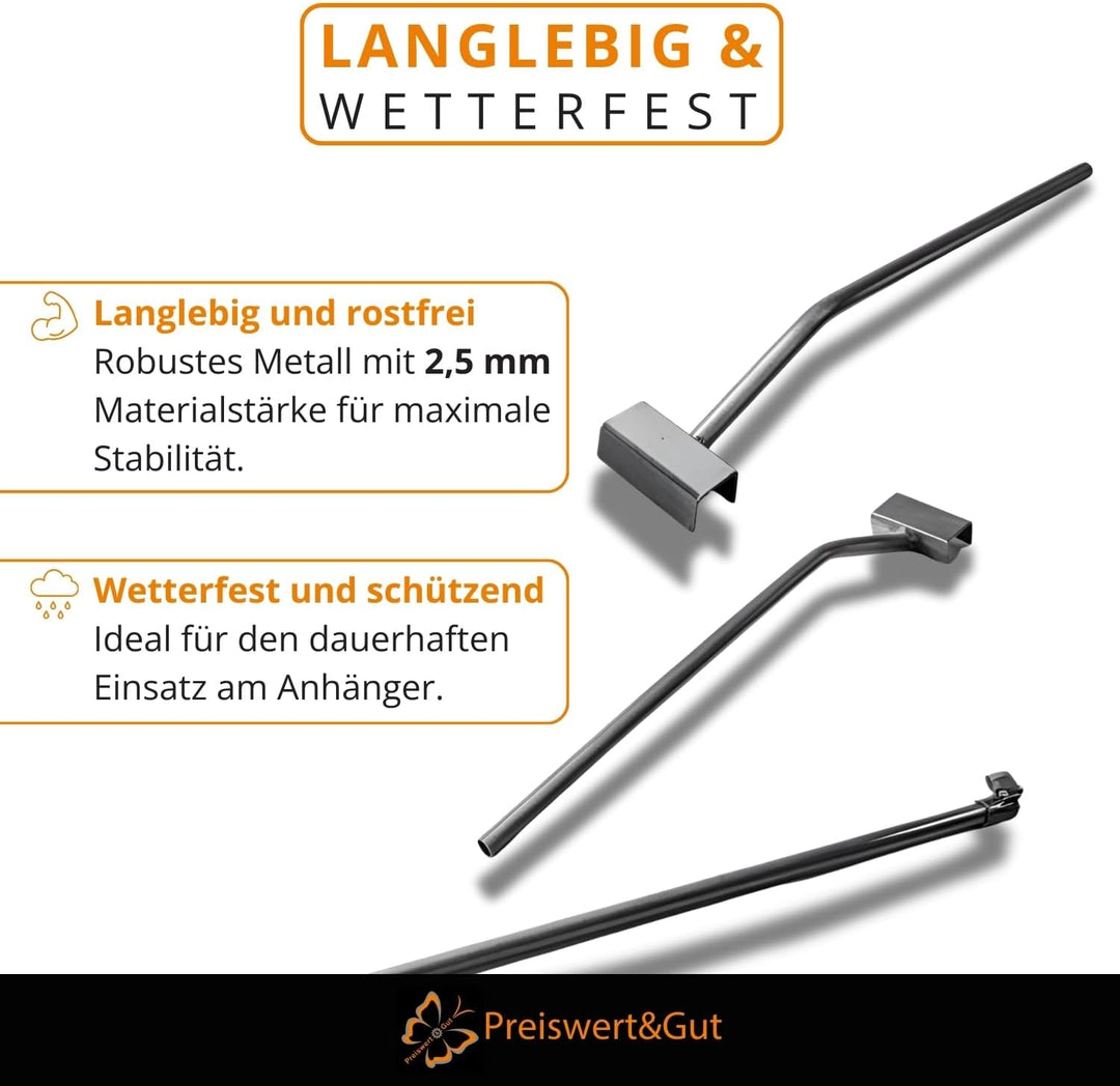 4x Flachplanenbügel Metall für Anhänger Planen, verstellbar 100–155 cm, stabile Planenbügel 2,5 mm,