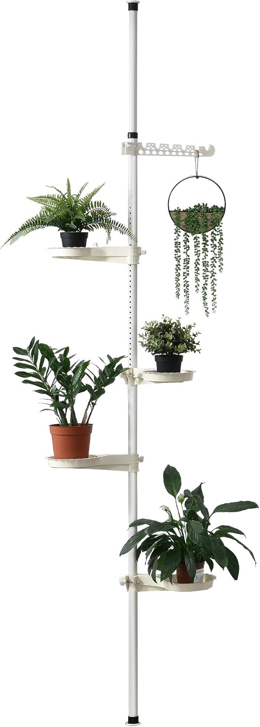 [en.casa] Teleskop Blumenregal 110 - 305 cm - Pflanztreppe Blumentreppe Pflanzenregal Regal bis zu 8