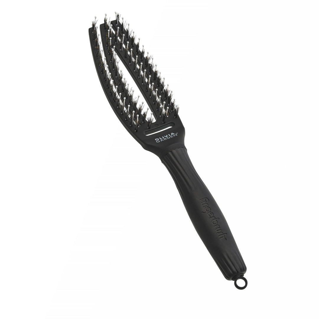 Olivia Garden Fingerbrush Care Iconic - Small - Schwarz - Detangler Bürste mit Wildschweinborsten &