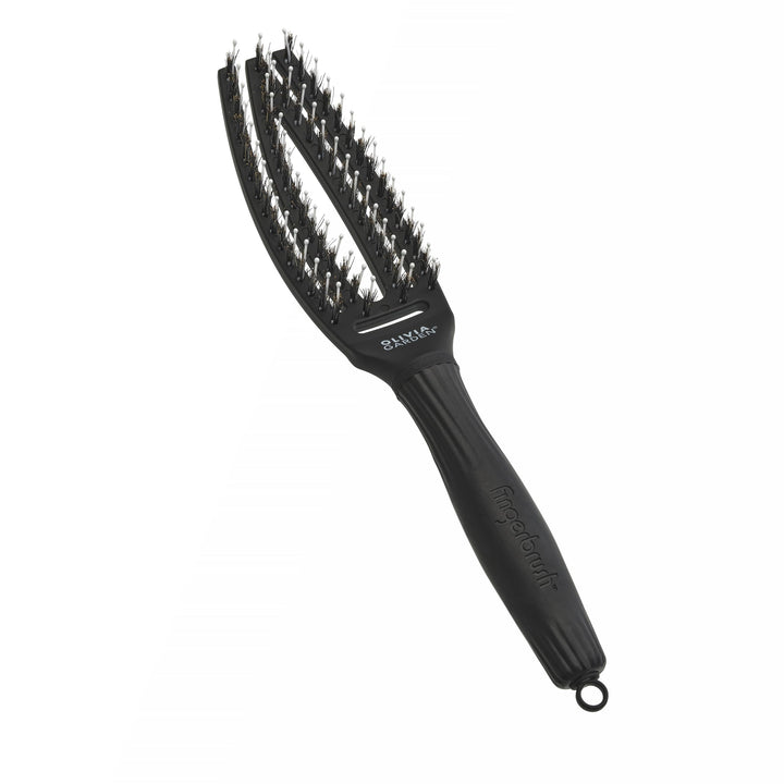 Olivia Garden Fingerbrush Care Iconic - Small - Schwarz - Detangler Bürste mit Wildschweinborsten &