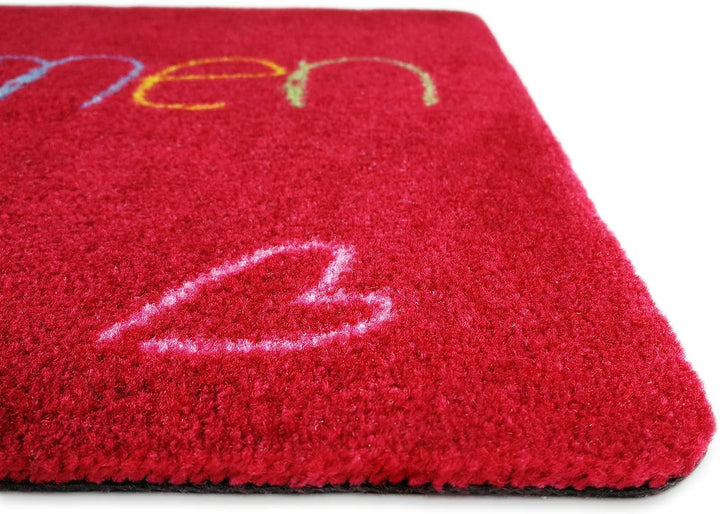 deco-mat Fussmatte Bienvenue 60 x 90 cm Rot - rutschfeste, waschbare Fussmatte für Aussen und Innen