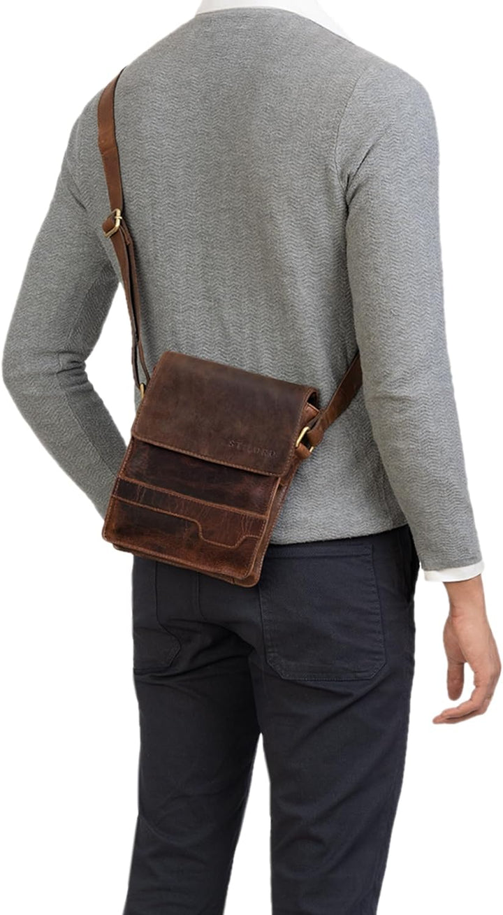 STILORD 'Sven' Herrenhandtasche Leder Umhängetasche klein Schultertasche Männer 8 Zoll Tablet Herren