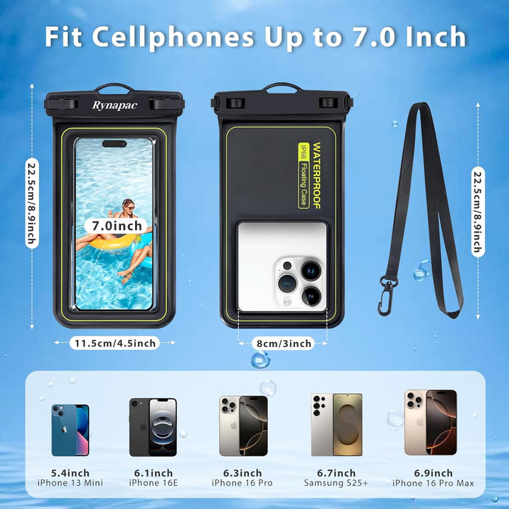 Schwimmende wasserdichte Handytasche, 2 Stück Wasserfest Handyhülle für iPhone 17 16 15 14 Air Pro M