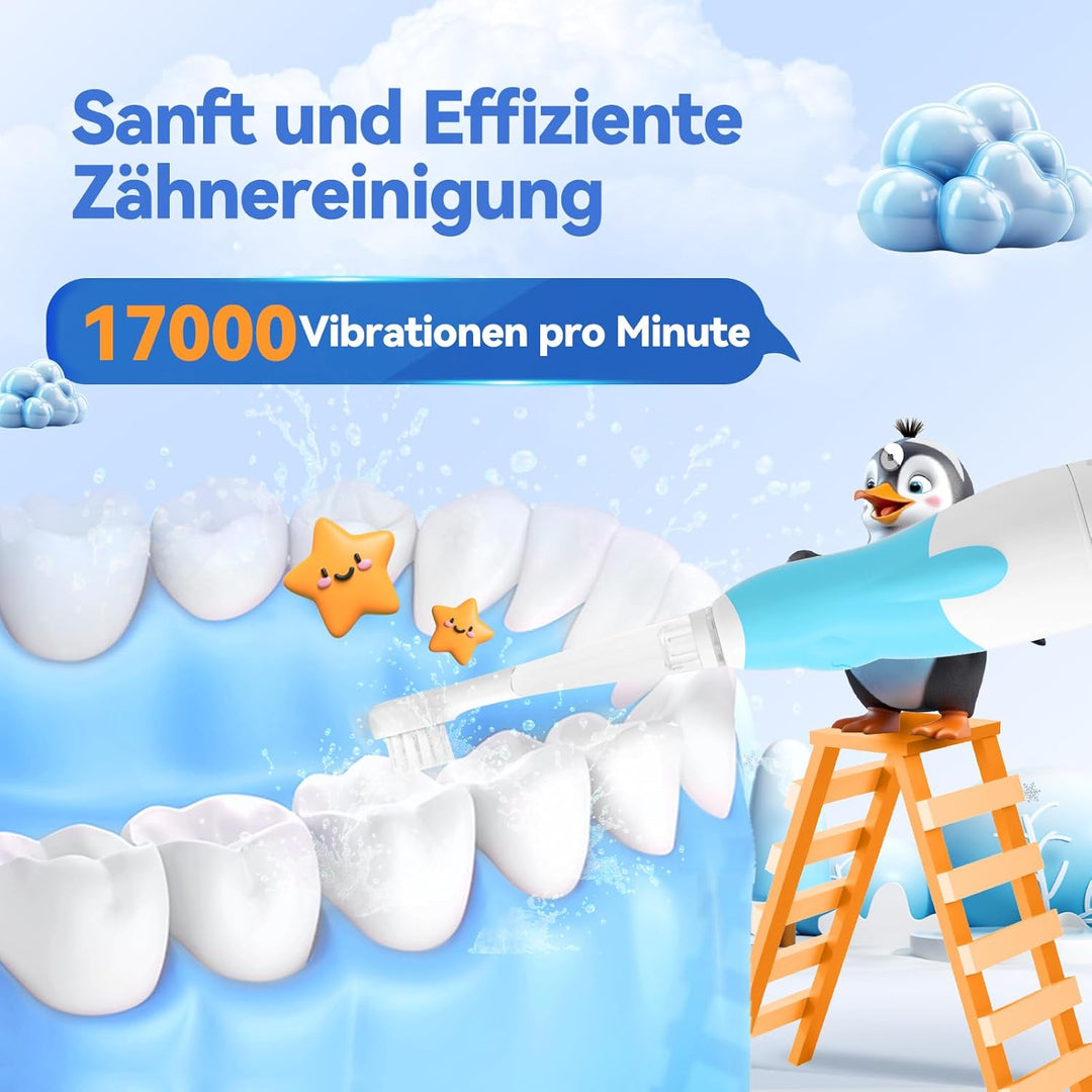 Seago Elektrische Zahnbürste Kinder Baby Zahnbürste ab 0 1 2 3 Jahr, mit LED Licht, Runder Weich Ers