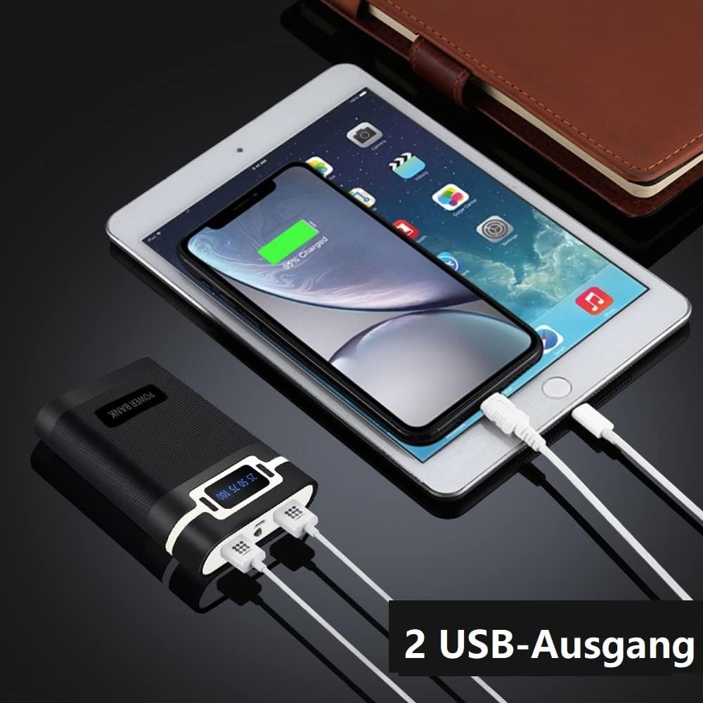 Powerbank Ladegerät Set mit 8000mAh（2000mAh*4）,2USB, 5V2A Portable DIY PowerBank,2-in-1 tragbares La
