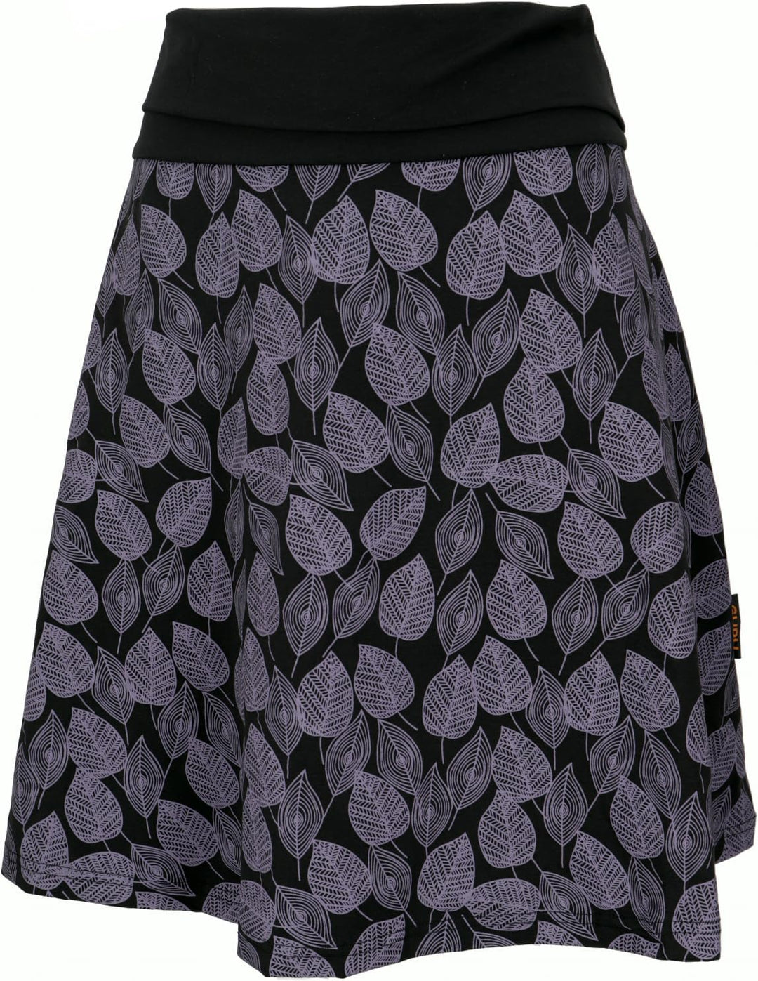 GURU SHOP Minirock aus Bio-Baumwolle, Tellerrock Herbstlaub Print Organic, Damen 36 Schwarz, 36 Schw
