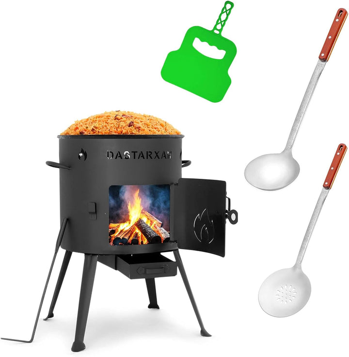 Ø36cm Uchag 2mm stahl Utschak Feuerstelle Utschag Campingofen 8L Kazan WOK Kasan (Runder boden) Feld