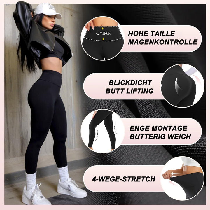 ACTINPUT Leggings Damen High Waist Leggins Blickdicht Schwarze Sportleggings Lang Elastische Yogahos