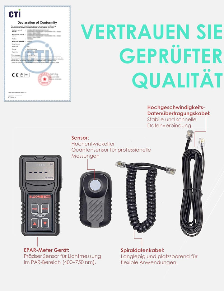 by Crescience ePAR-Meter Quantum-Sensor für Belichtungsmessung, 400-750nm, Präzise Messung der photo