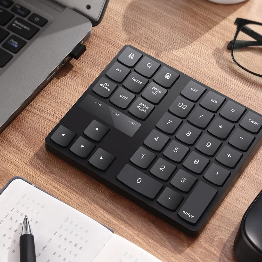 Kabelloser Ziffernblock mit 35 Tasten, 2,4-G-USB-Nummernblock, Ergonomisches Design, Leise, Schnelle