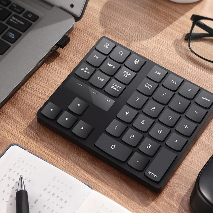 Kabelloser Ziffernblock mit 35 Tasten, 2,4-G-USB-Nummernblock, Ergonomisches Design, Leise, Schnelle