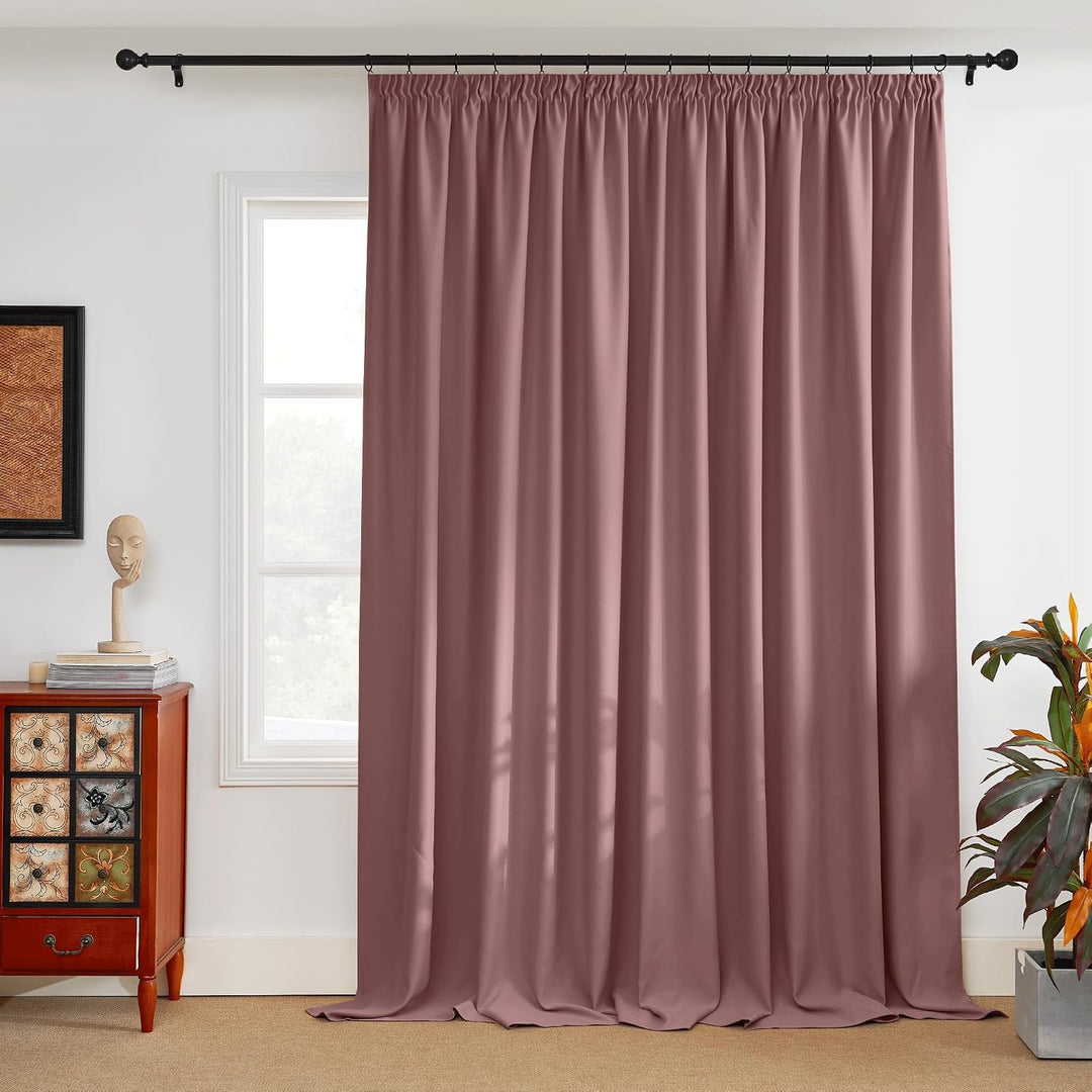 PONY DANCE Wohnzimmer Vorhang mit Kräuselband Verdunkelungsvorhang H245 x B200 cm (1er Pack) Altrosa