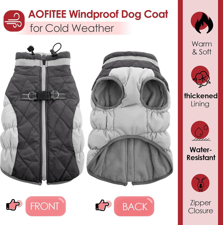 AOFITEE Hundemantel Grosse Hunde, Warme Hundemantel Winter Wasserdicht Hundejacke Winterjacke mit Ge