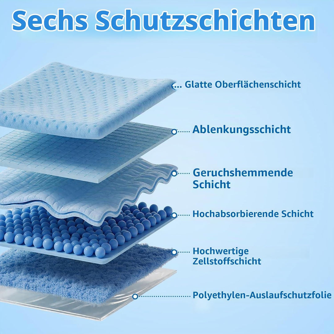 100 Stück Trainingspads für Hunde, 60X60 cm PIPI Matten für Welpen, Unterlagen Baby mit 6 Schichten