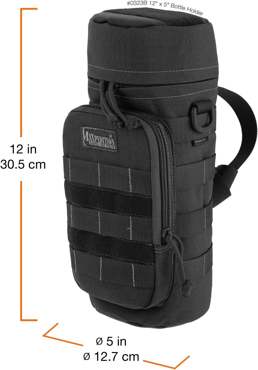 Maxpedition 12-Inch X 5-Inch Bottle Holder Schwarz, Schwarz