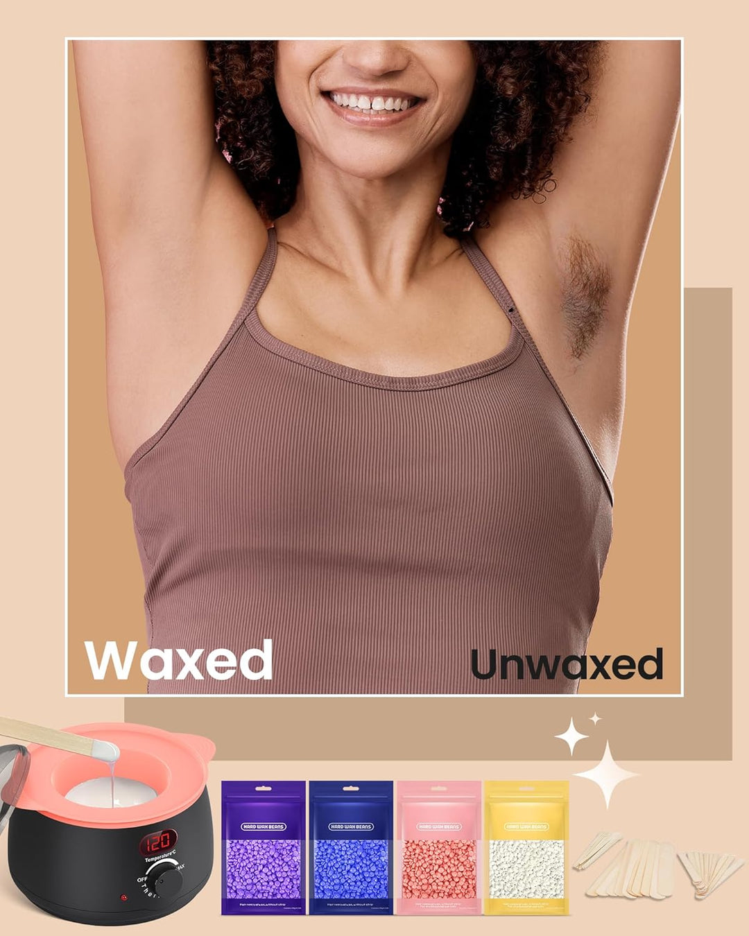 Waxing Set Wachs Haarentfernung Gesicht Körper: Wax Maschine Wachswärmer mit Silikon-Schale, 400g Wa
