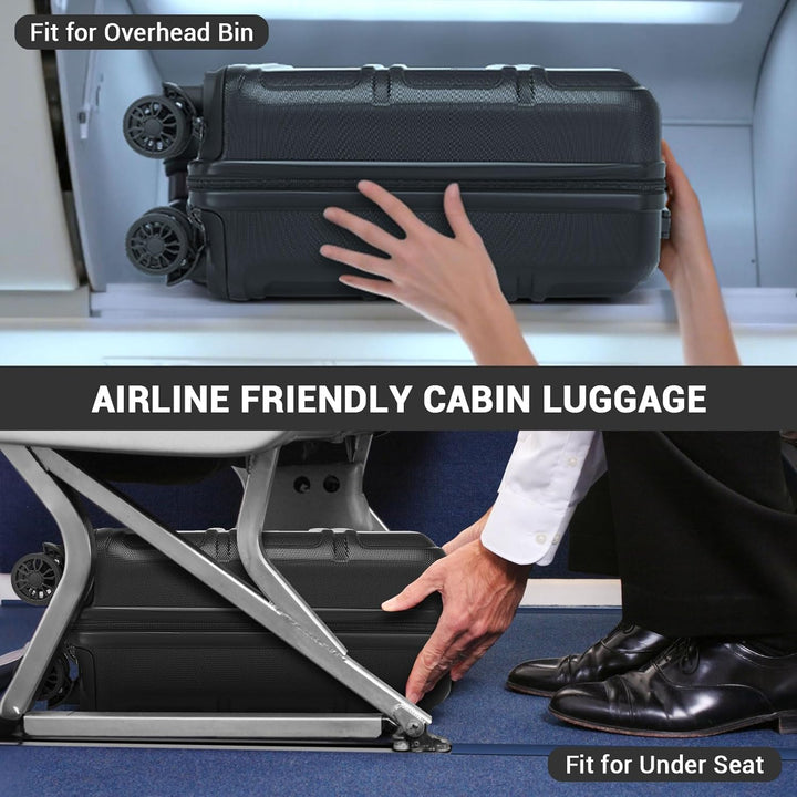 KONO Koffer Hartschalenkoffer, ABS+PC Trolley mit TSA Schloss, 360° Leisen Rollen,Klein/Mittelgross/