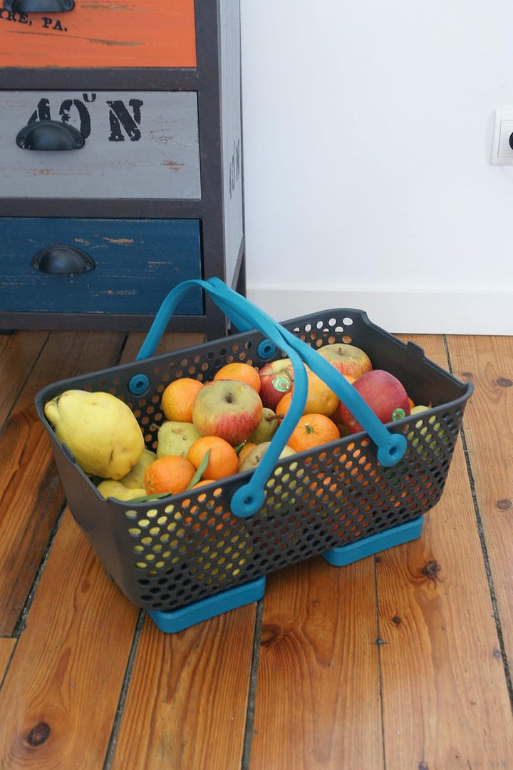 NOOR Garten-Korb Kajo 15L (48 x 29 x 20cm) I Farbe: Türkis I Stapelbare Gartenkörbe für Obst und Gem