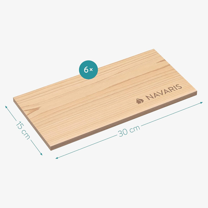 Navaris 6X Zedernholz Grillbretter zum Grillen - 30 x 15cm - Grill Zedernholzbrett Set - BBQ Grillbr