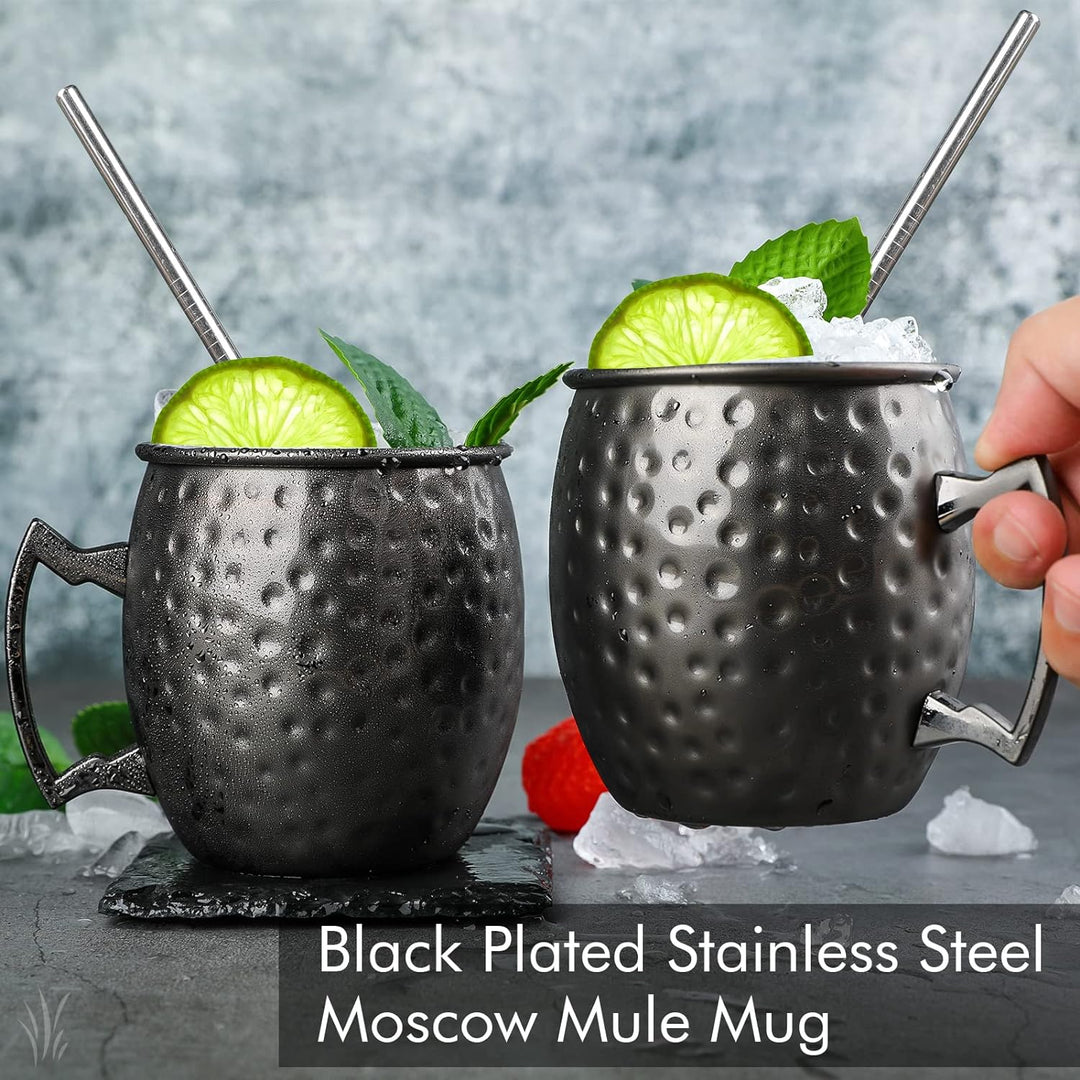 Moscow Mule Mugs Set of 4 Black Moscow Mule Mug 530 ml Gunmetal Black Plated Stainless Steel Mug Dou