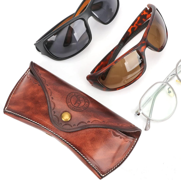 Tourbn Unisex Deluxe Leder Brillenetui Hard Reading Brille Sonnenbrille Aufbewahrungsbox Braun, 18 x
