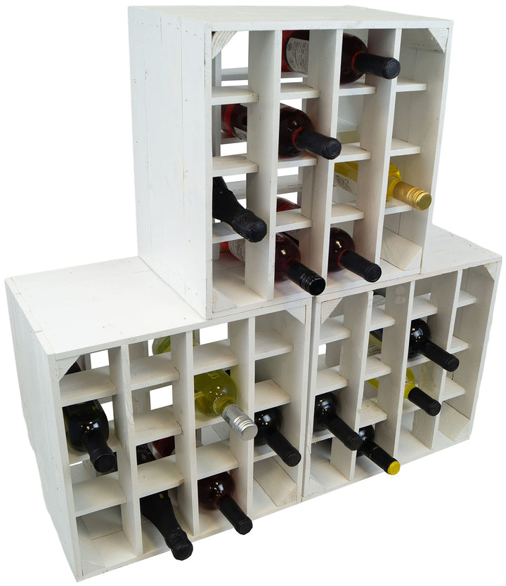 Kistenkolli Altes Land Weinregal 16er Weiss Masse 40x40x27cm Regalkiste Flaschenablage Weinregal Apf