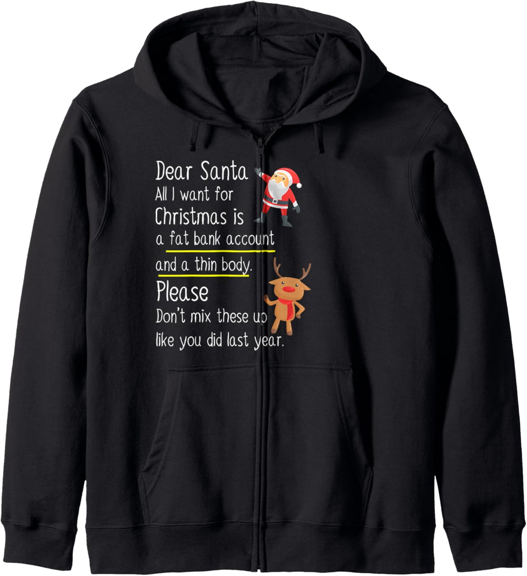 Dear Santa All I Want For Christmas Funny For Men & Women Kapuzenjacke
