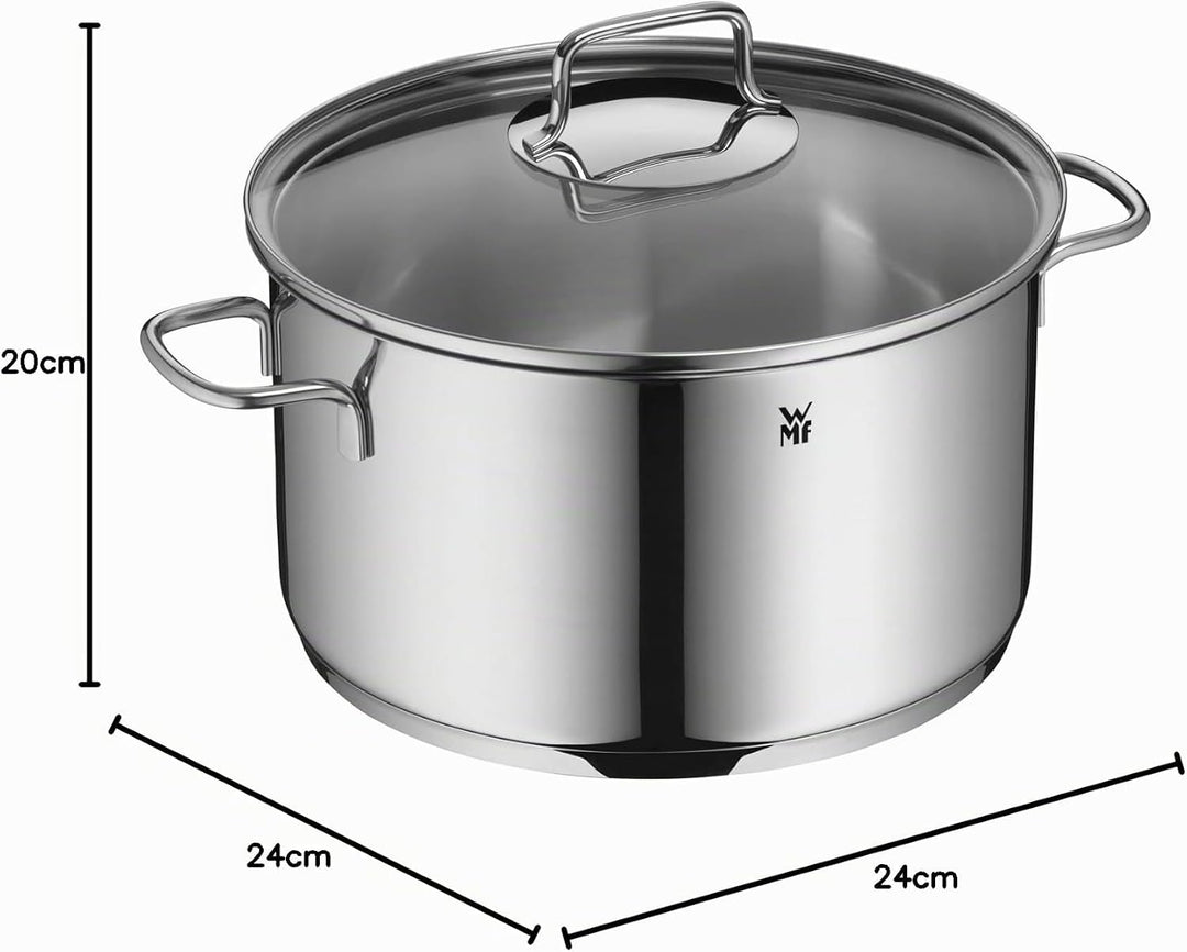 WMF Astoria Vorteils Topfset Induktion 5-teilig, Kochtopf Set mit Glasdeckel, Cromargan Edelstahl po