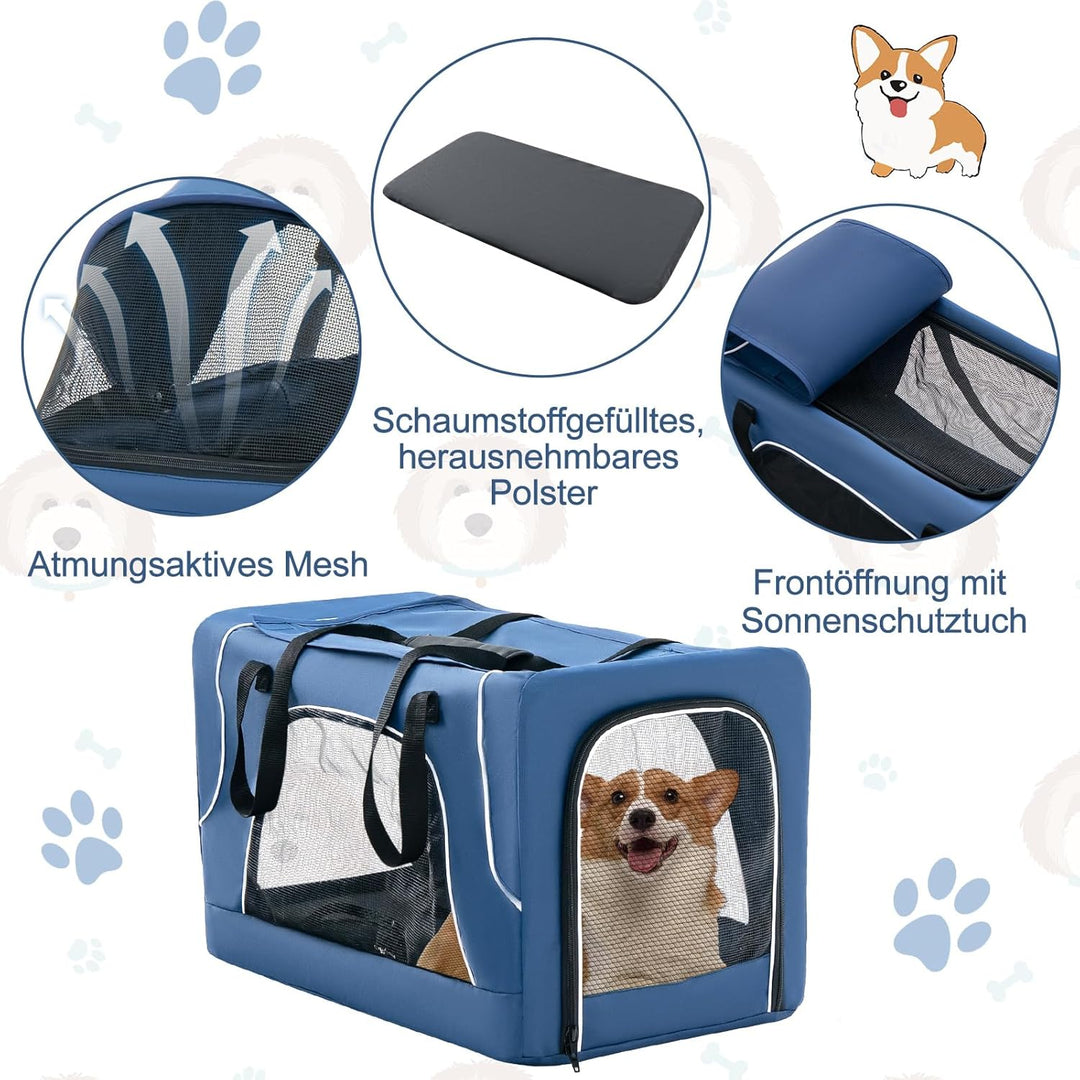 COSTWAY 3 in 1 Hundewagen, Hundebuggy 2 Etagen mit Netzfenstern &amp; Taschen &amp; Polstern, Oxford &amp; Metal