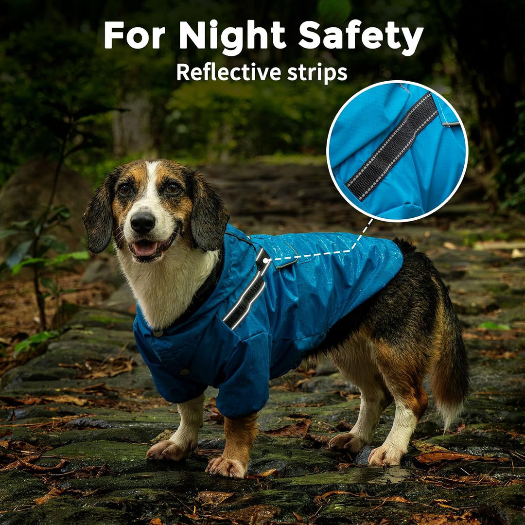 JoyDaog Regenmantel für kleine Hunde mit Kapuze, wasserdichte Outdoor-Regenjacke für Hunde, Welpen-R