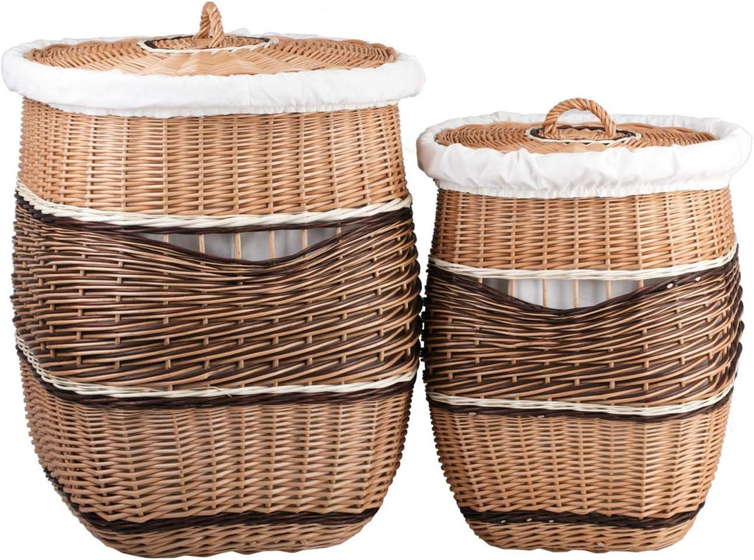 e-wicker24 Wäschekorb aus Weide (50x50 H63, mit Stoffeinlage) 50x50 H63 Mit Stoffeinlage