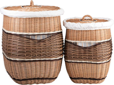 e-wicker24 Wäschekorb aus Weide (50x50 H63, mit Stoffeinlage) 50x50 H63 Mit Stoffeinlage