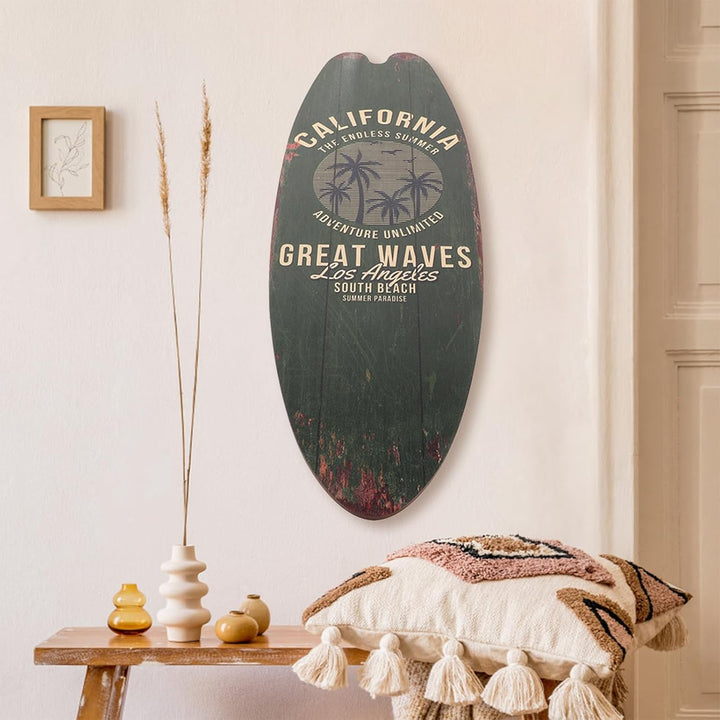 Operitacx Surfbrett Holz Deko Schild 18X6.5 Zoll Strand Meer Wanddekoration Tiki Stil Sommer Bar Hau