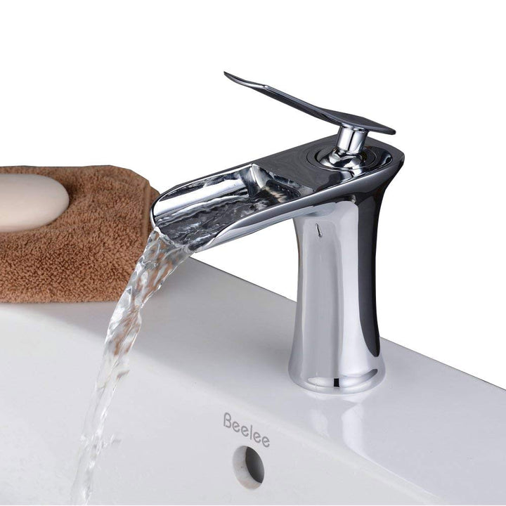 Beelee Elegant Chorm Wasserhahn Einhebel Wasserfall Armatur Mischbatterie Einhebelmischer Waschtisch