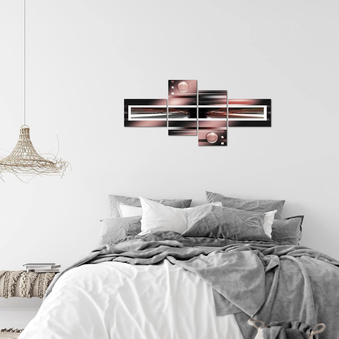 Runa Art Bild Modern Abstrakt - Made in Germany - Wandbilder Grau Rosa Schwarz 4 Teilig 101842b 100