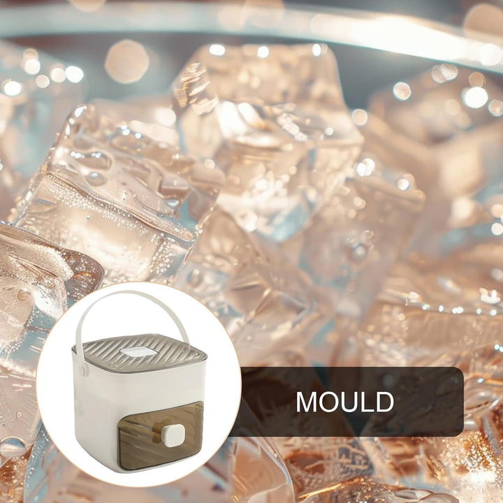 Ice Tray with Lid and Bin, Freezer Ice Cubes Tray, Easy Release Maker with Cover, Lightweight Sturdy