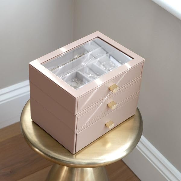 Stackers Blush Classic Jewellery Box - Set of 3 (with drawers) Blush Pink, Blush Pink