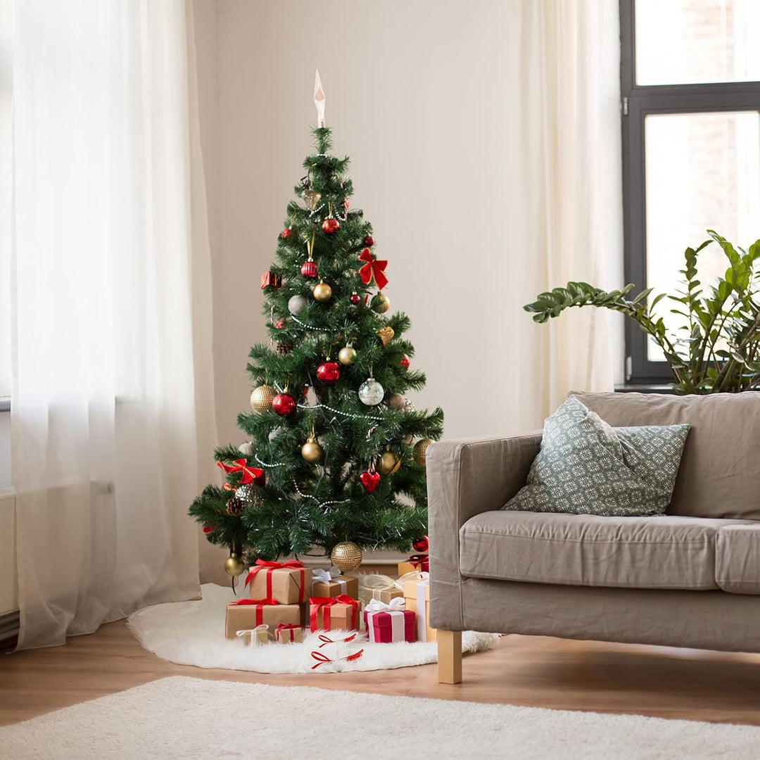 SALCAR Weihnachtsbaum Decke Weiss, 120 Weihnachtsbaumdecke Rund Weisser Plüsch Christbaumdecke, Weih