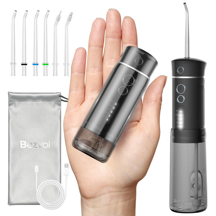 Reise Munddusche Kabellos Zahnreinigung: Oral Irrigator mit 5 Modi, 180ML Wassertank IPX7 Wasserdich