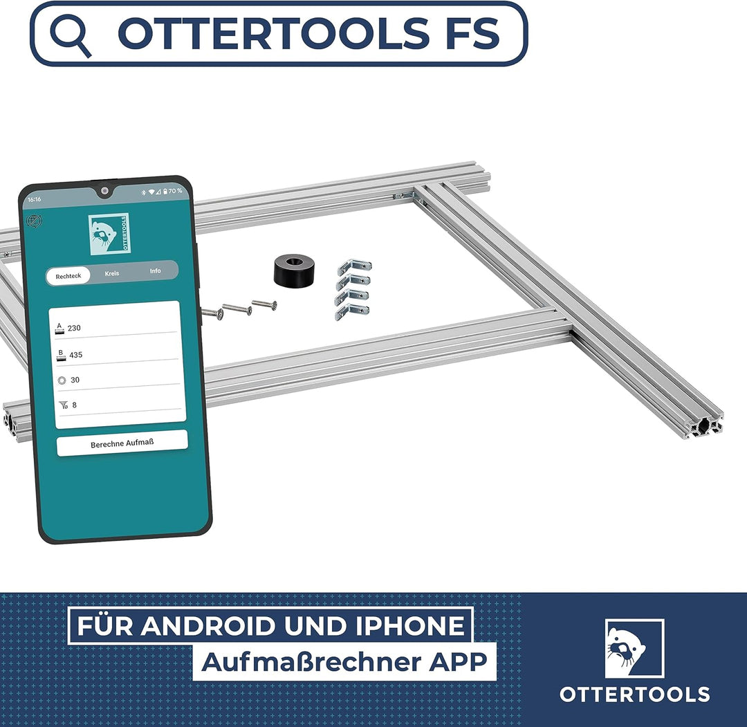 Ottertools - Frässchablone Basic-Line für rechteckige Ausschnitte mit der Oberfräse - verstellbar (1