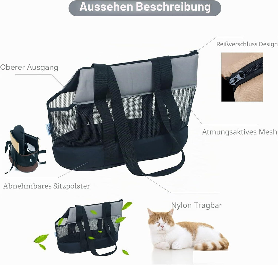PETCUTE Transporttasche für Kleine Hunde und Katzen,Atmungsaktive Haustiertragetasche,Hundetasche Ka