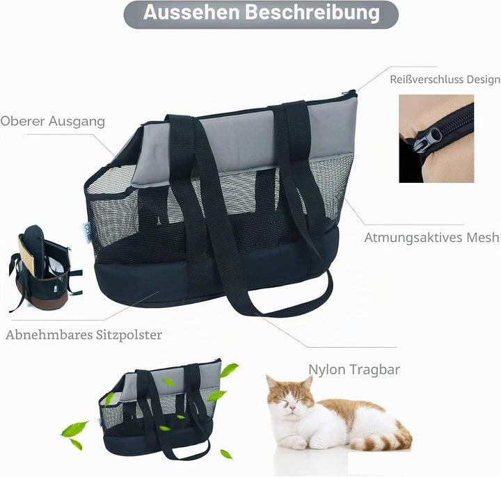 PETCUTE Transporttasche für Kleine Hunde und Katzen,Atmungsaktive Haustiertragetasche,Hundetasche Ka