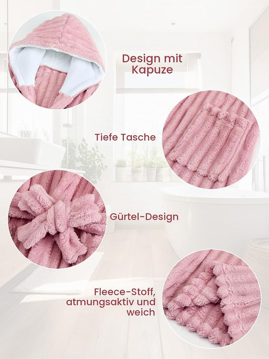 JiAmy Mädchen Plüsch-Fleece Kapuzen-Bademantel für Bad und Zuhause, 4–14 | Weich und warm für die Na